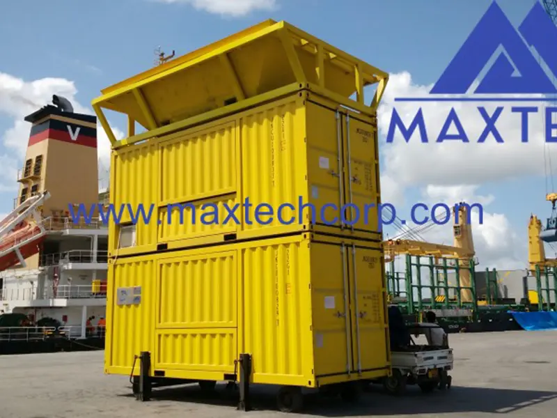 containerized weighting and bagging machine